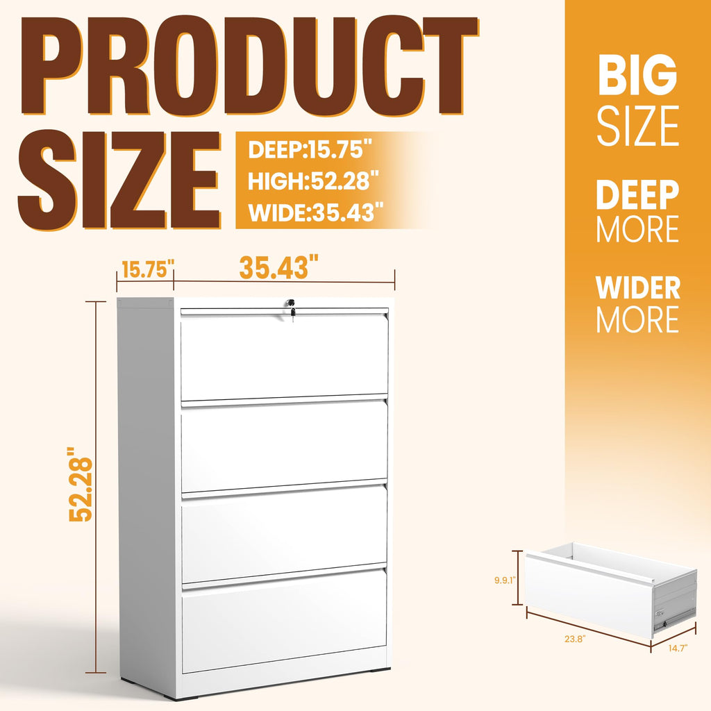 Black 4-Drawer Locking Lateral File Cabinet D545261