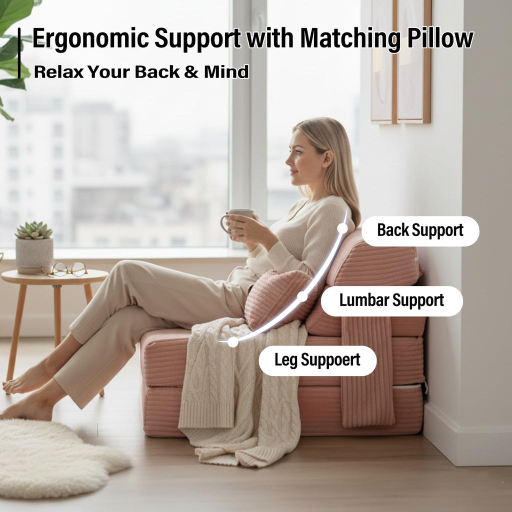 Pink Convertible Folding Sofa I6562