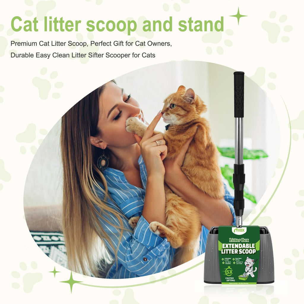 Long Handle Stainless Steel Cat Litter Scoop with Holder V15544