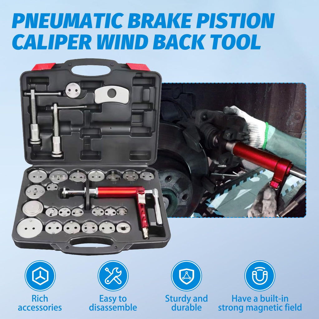 28-Piece Heavy Duty Pneumatic Brake Caliper Compression Tool Set with 23 Adapters A206