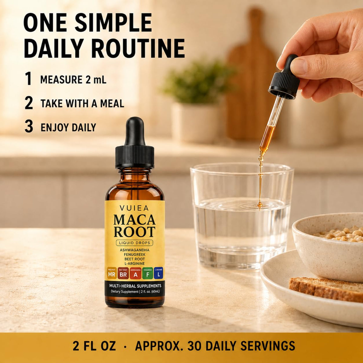 Maca Root Drops 5-in-1 Herbal Supplement 2 Fl Oz S286