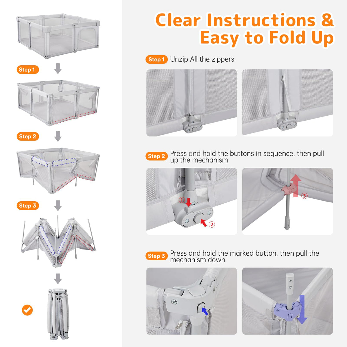 Foldable Baby Playpen with Mat F177136
