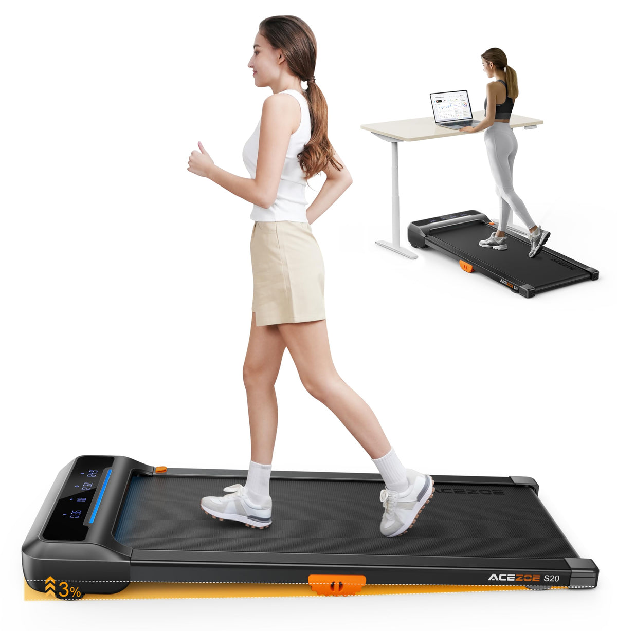 Walking Pad Treadmill with 10% Incline E72408