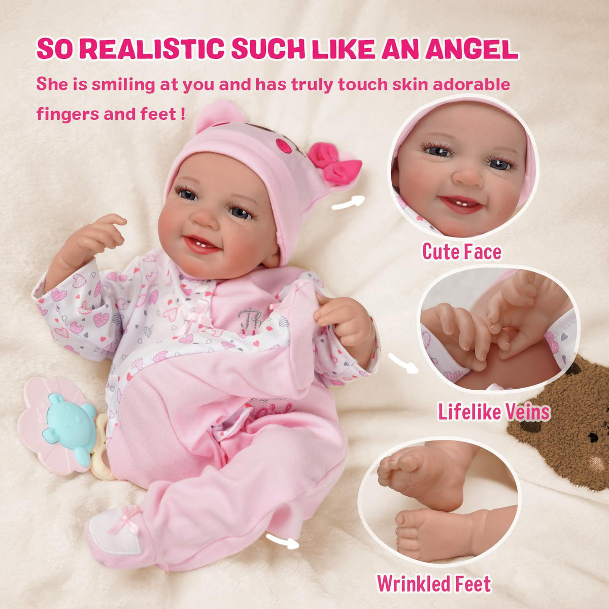Reborn Baby Dolls with Heartbeat, Coos & Breathing T443387