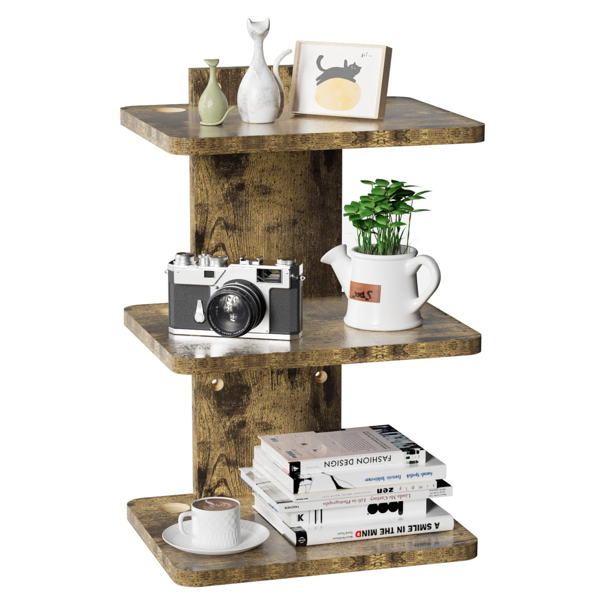 3 Tier Wall Mount Floating Shelf Vintage Brown S494238