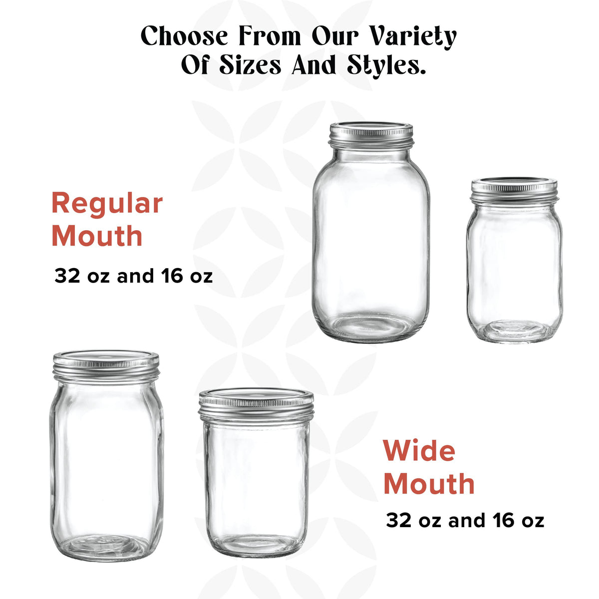 16 oz Wide-Mouth Glass Mason Jars with Airtight Lids, 6 Pack Y7093