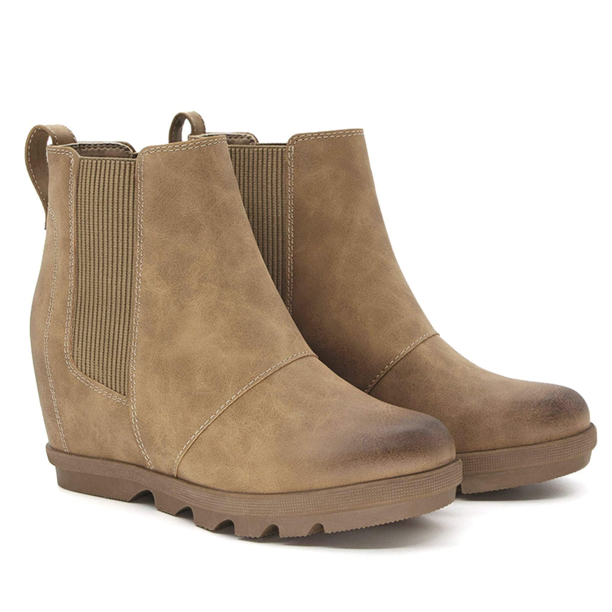 Women's Hidden Heel Chelsea Ankle Wedge Boots A617