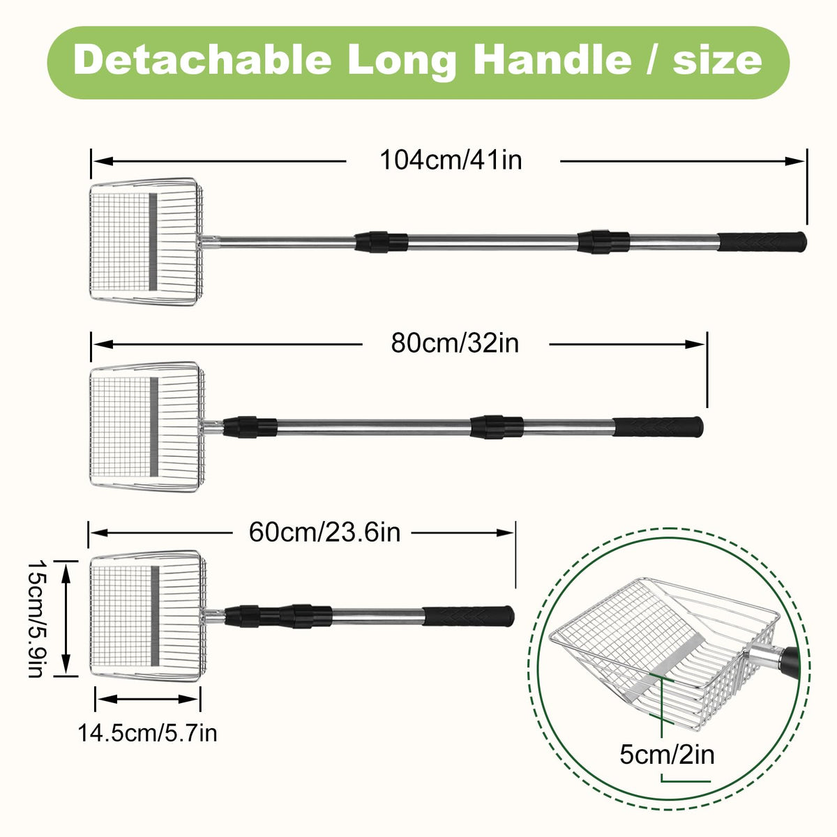 Long Handle Stainless Steel Cat Litter Scoop with Holder V15544