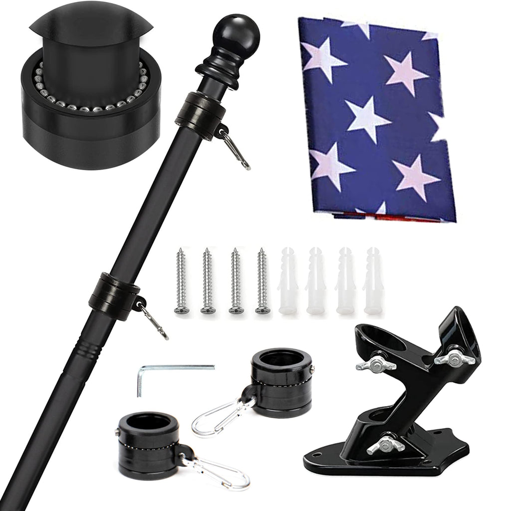 5FT Tangle Free Spinning Metal Flag Pole Kit with 3x5 Flag E578820
