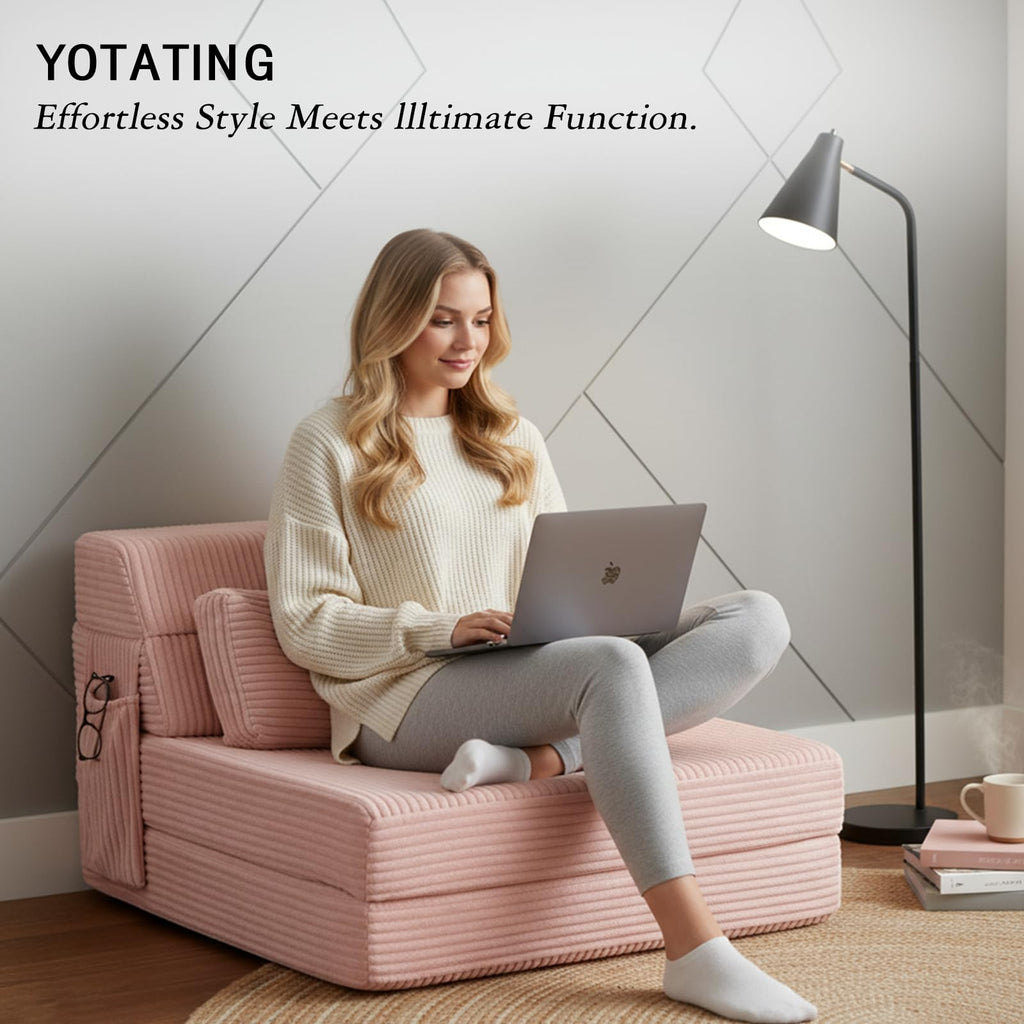 Pink Convertible Folding Sofa I6562
