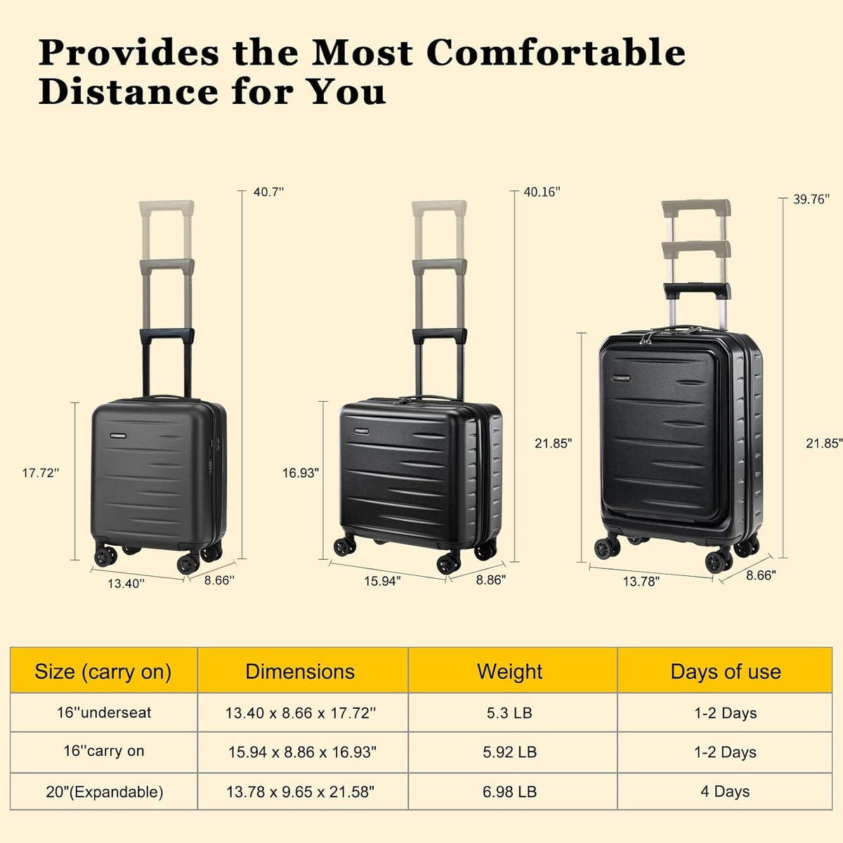 Expandable 16 Inch Underseat Carry On Luggage B7791