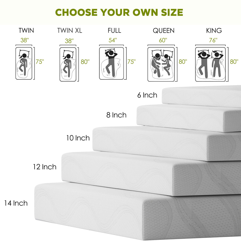 6 Inch Green Tea Gel Memory Foam Mattress B8427