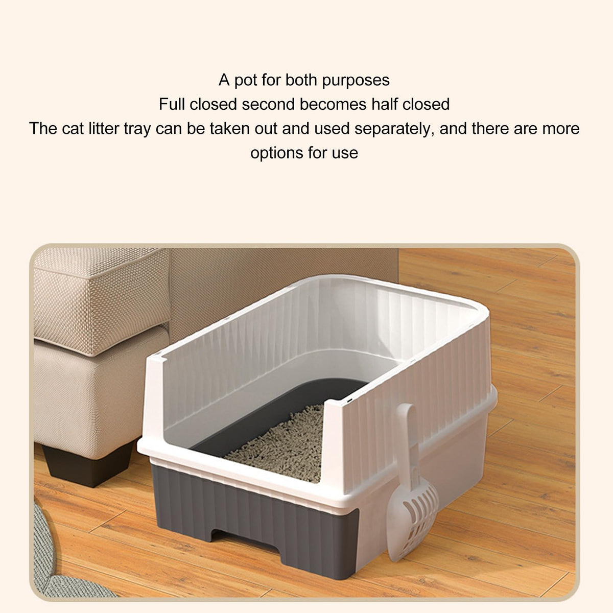 Enclosed Cat Litter Box with Lid and Scoop S21338