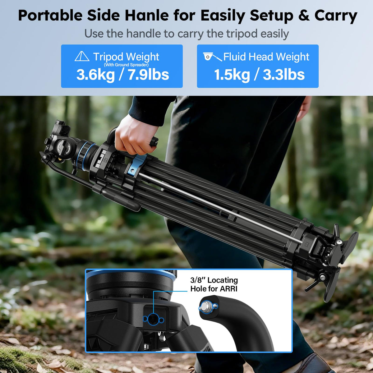 Carbon Fiber Video Tripod with Fluid Head O125