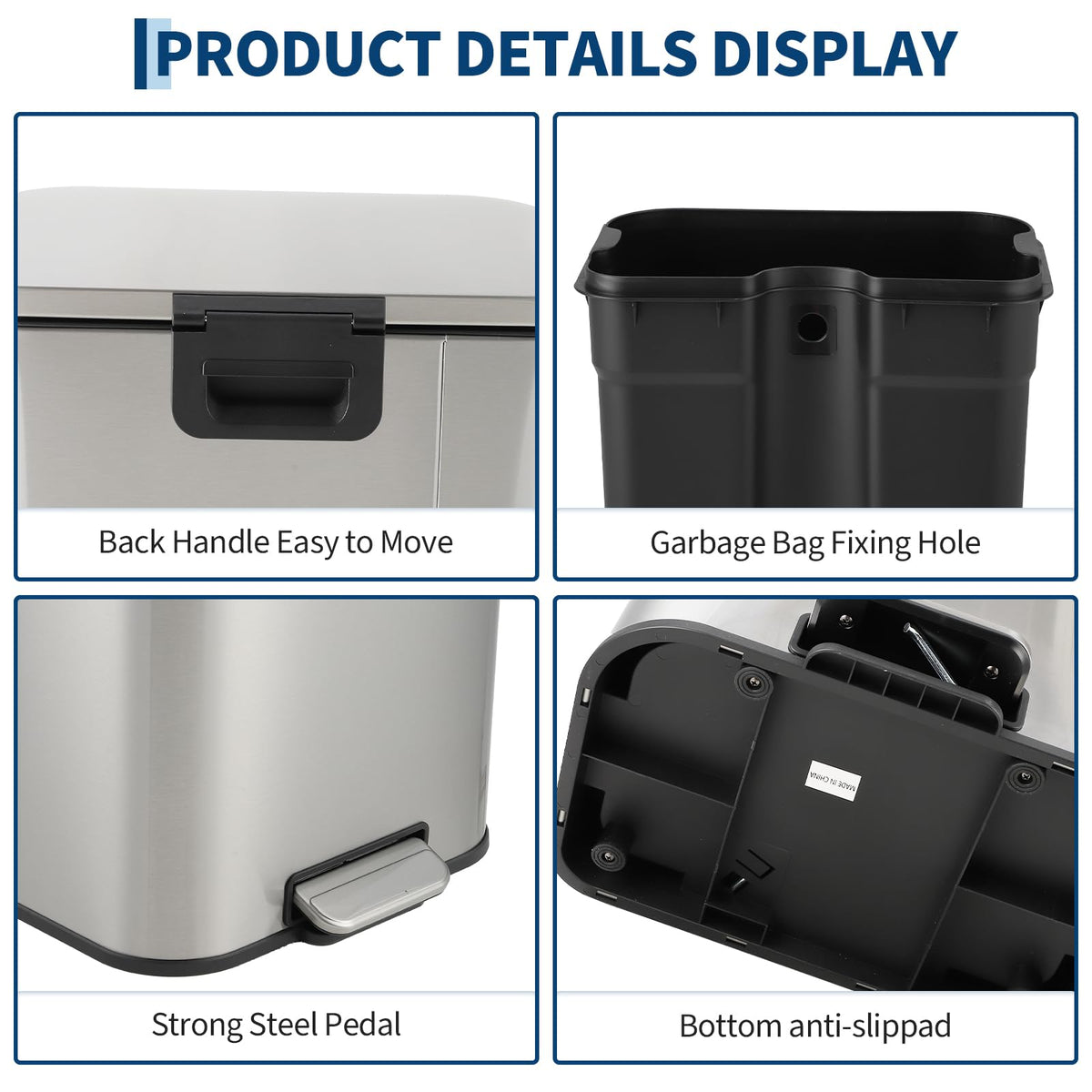 13.2 gal Stainless Steel Step Trash Can N564