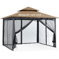 10x12 Gazebo Replacement Mosquito Netting 4-Panel Sidewall Screen with Zipper Black G29519