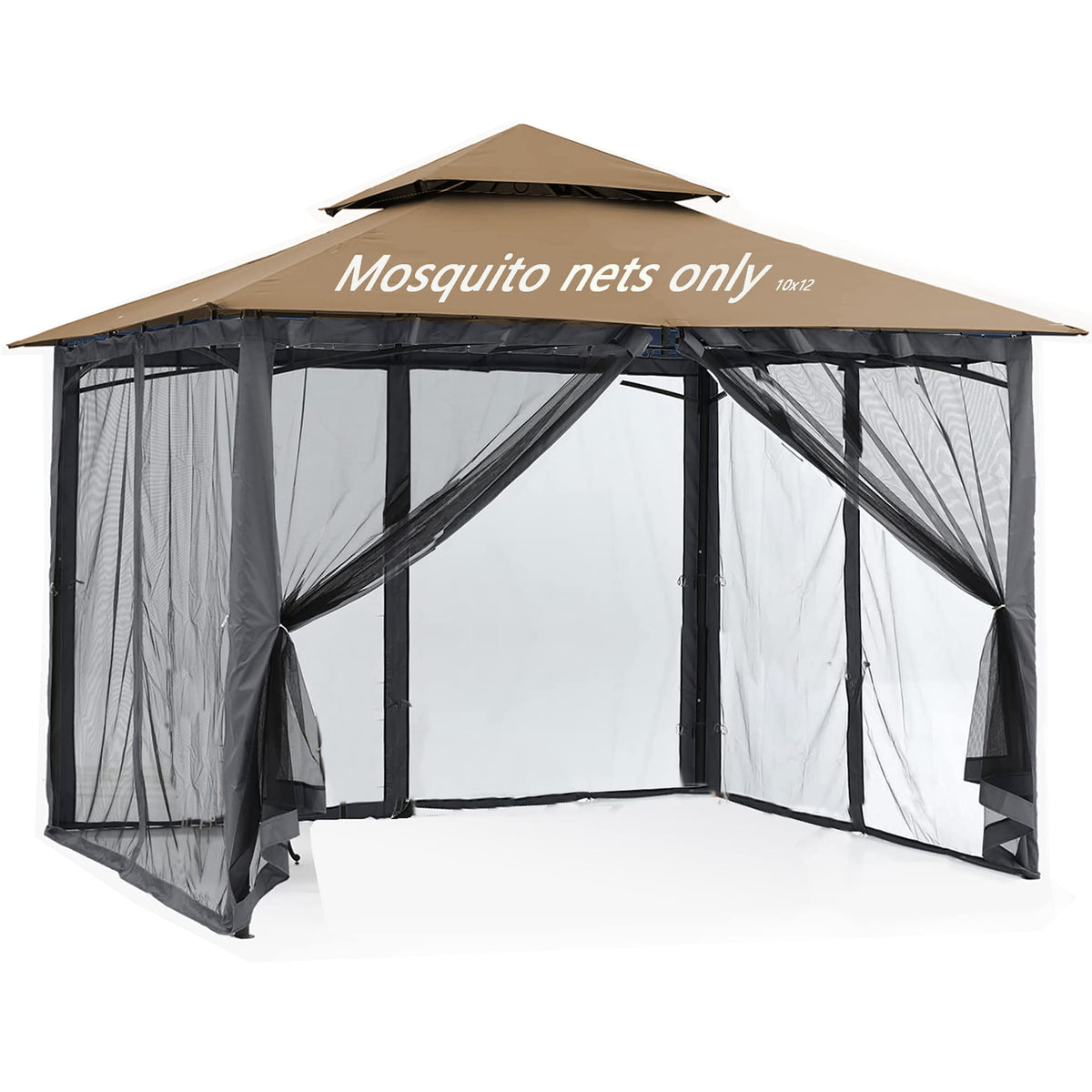 10x12 Gazebo Replacement Mosquito Netting 4-Panel Sidewall Screen with Zipper Black G29519