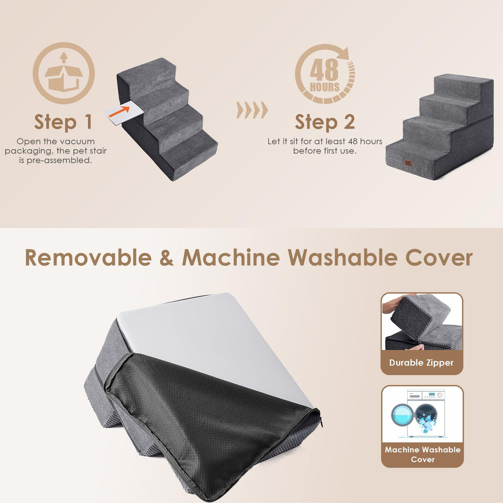 4-Step Grey Dog Stairs X657