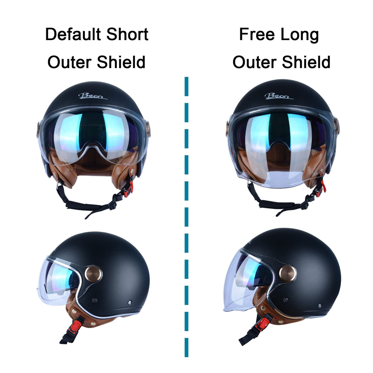 3/4 Face Motorcycle Helmet with Dual Visors C24409