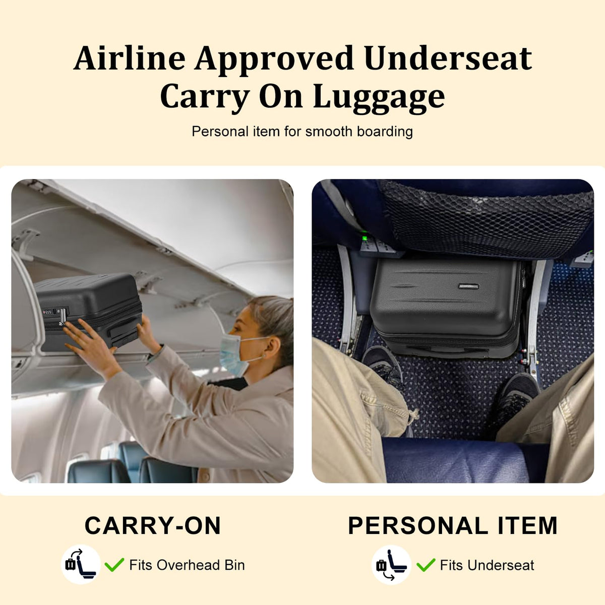 Expandable 16 Inch Underseat Carry On Luggage B7791