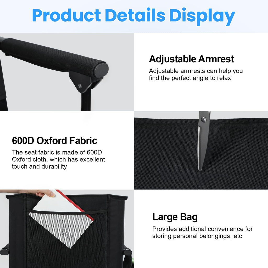 2 Pcs Folding Stadium Seats with Back Support & Cushion D16426