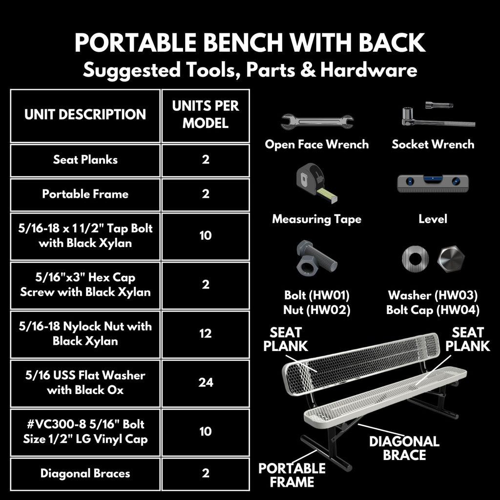 Red 6Ft Portable Outdoor Bench with Back U927