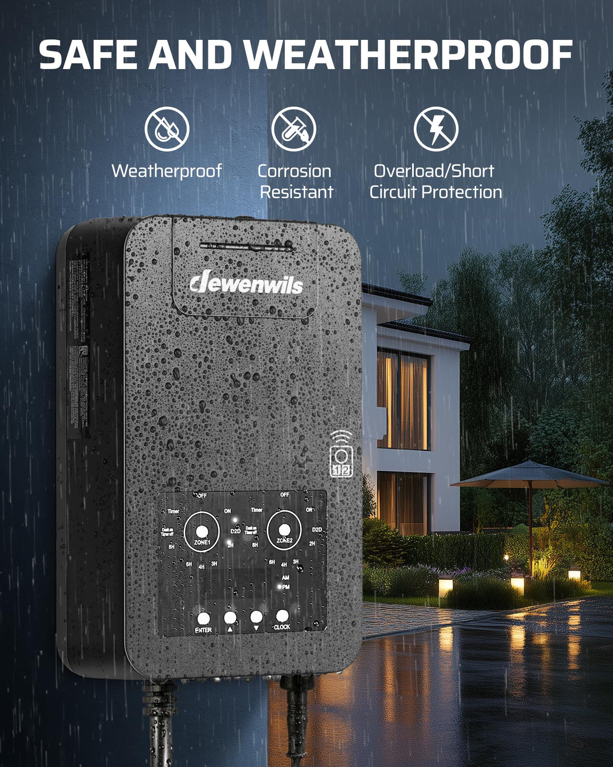 300W Low Voltage Transformer with Remote Photocell Sensor & Timer H804