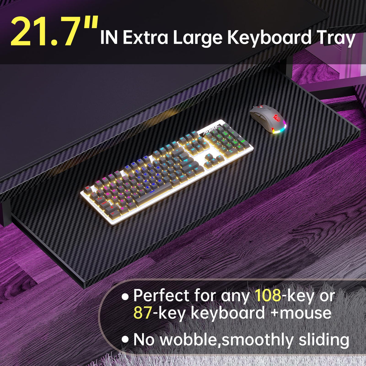 79" Gaming Desk with Fabric Drawers Storage X2021