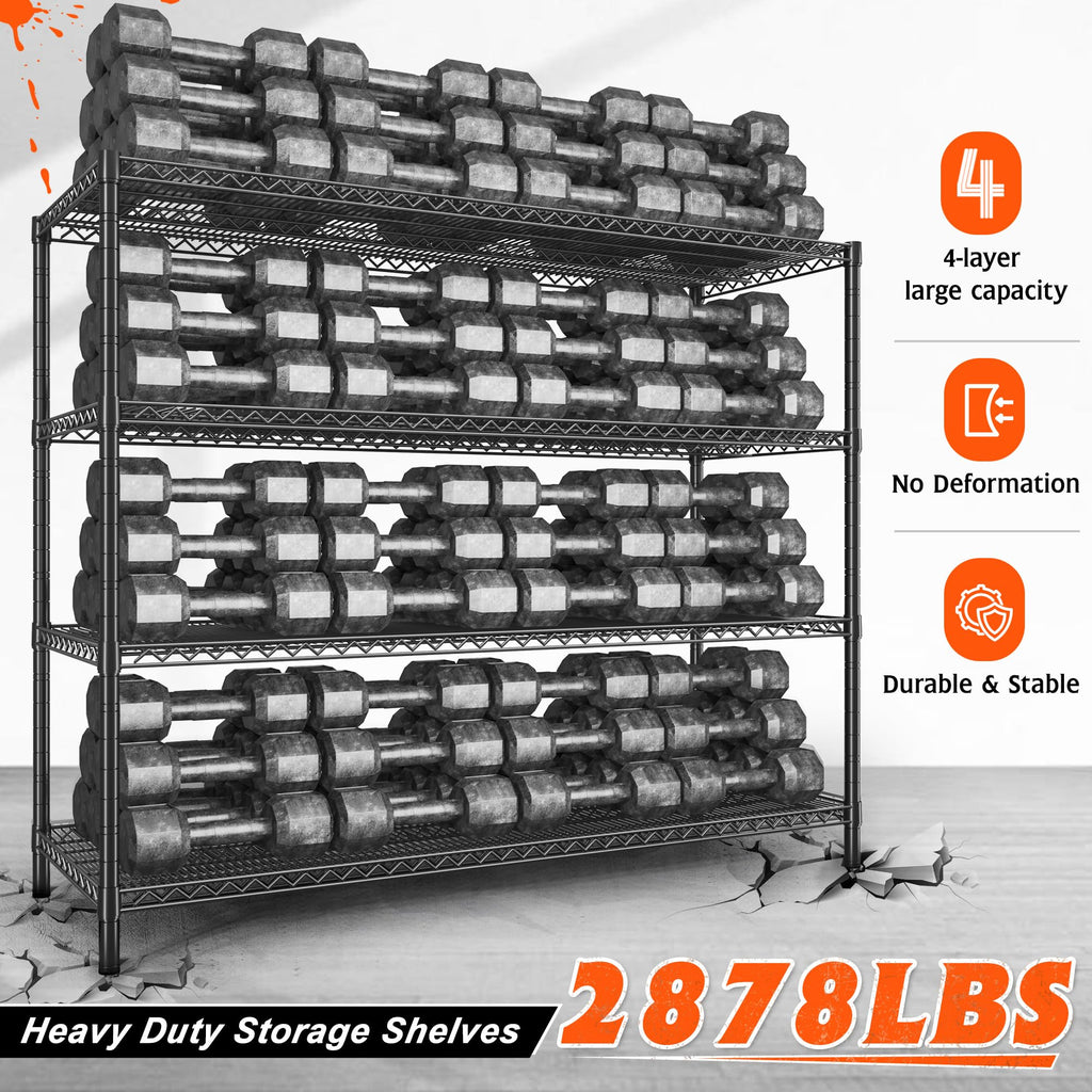 4-Tier Heavy Duty Metal Shelving Unit with Wheels O9674