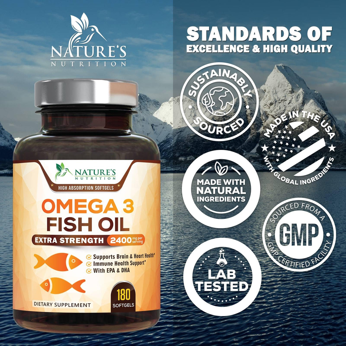 Omega 3 Fish Oil 2400mg Softgels B873749