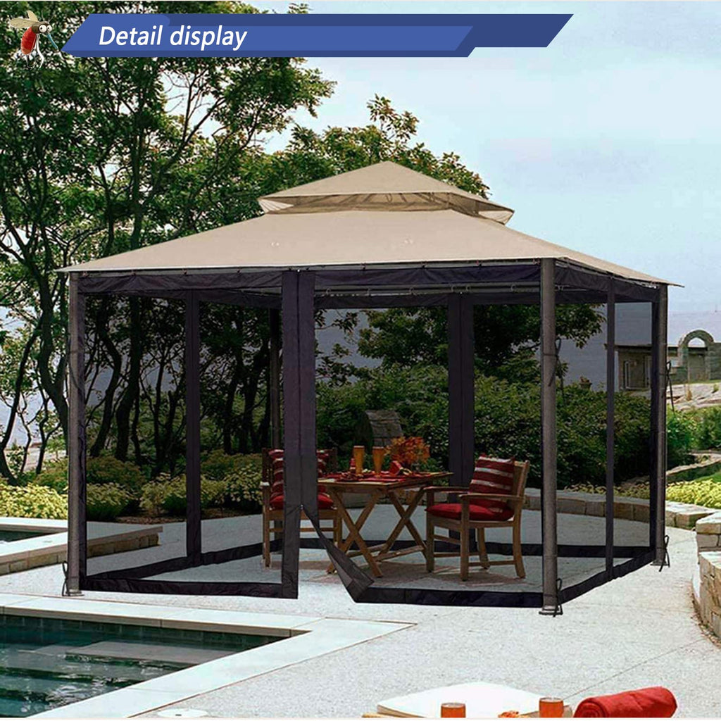 10x12 Gazebo Replacement Mosquito Netting 4-Panel Sidewall Screen with Zipper Black G29519