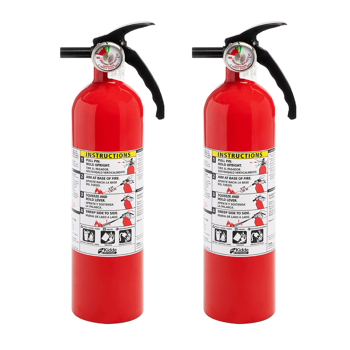 2 Pack Red Dry Chemical Fire Extinguisher with Mounting Bracket J90973