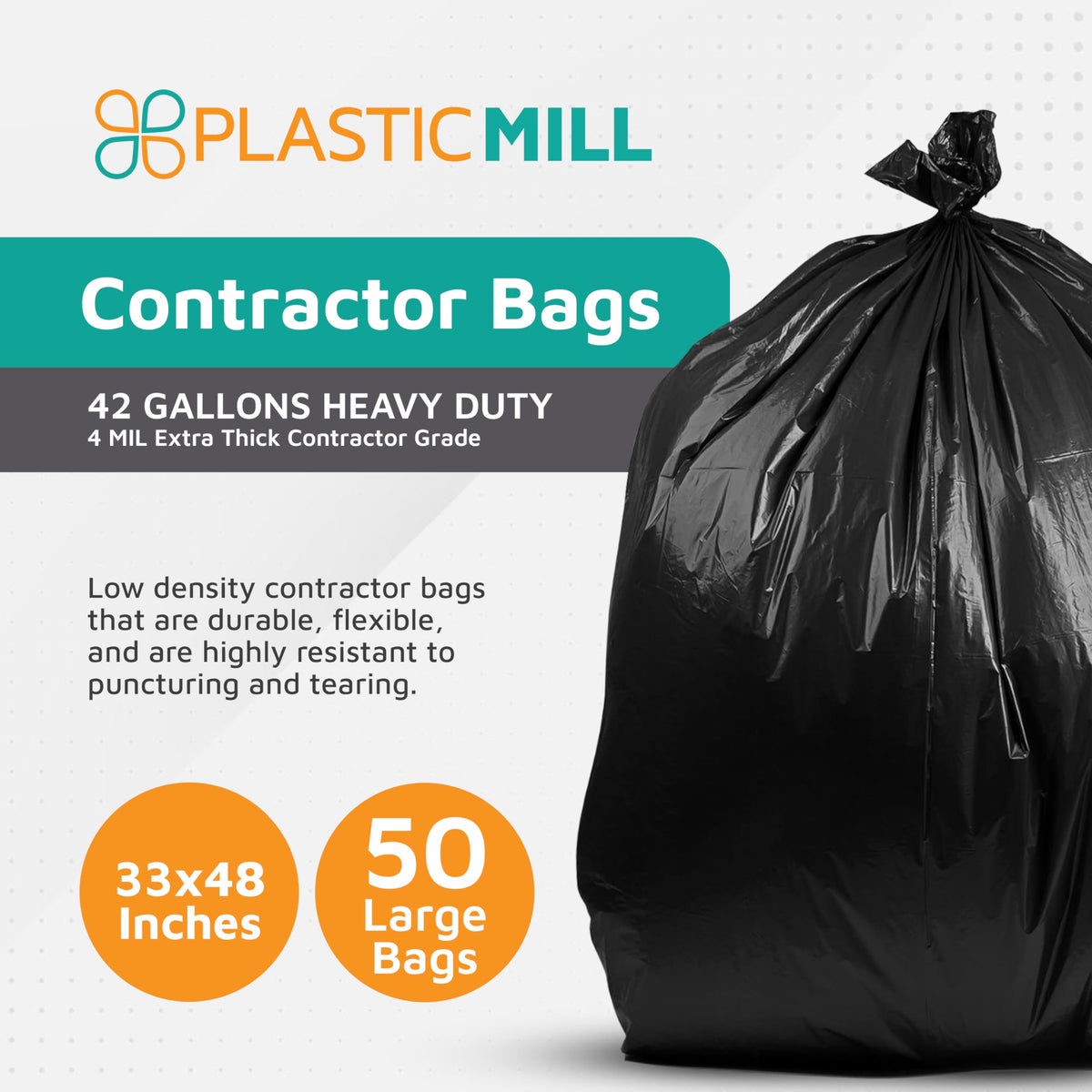 42-Gallon 4 Mil Black Contractor Bags 50-Count F30803