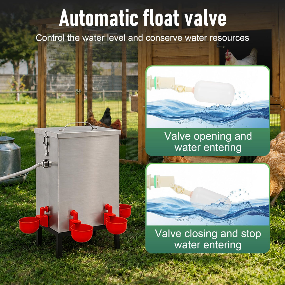 3 Gallon 304 Stainless Steel Automatic Chicken Waterer W434592