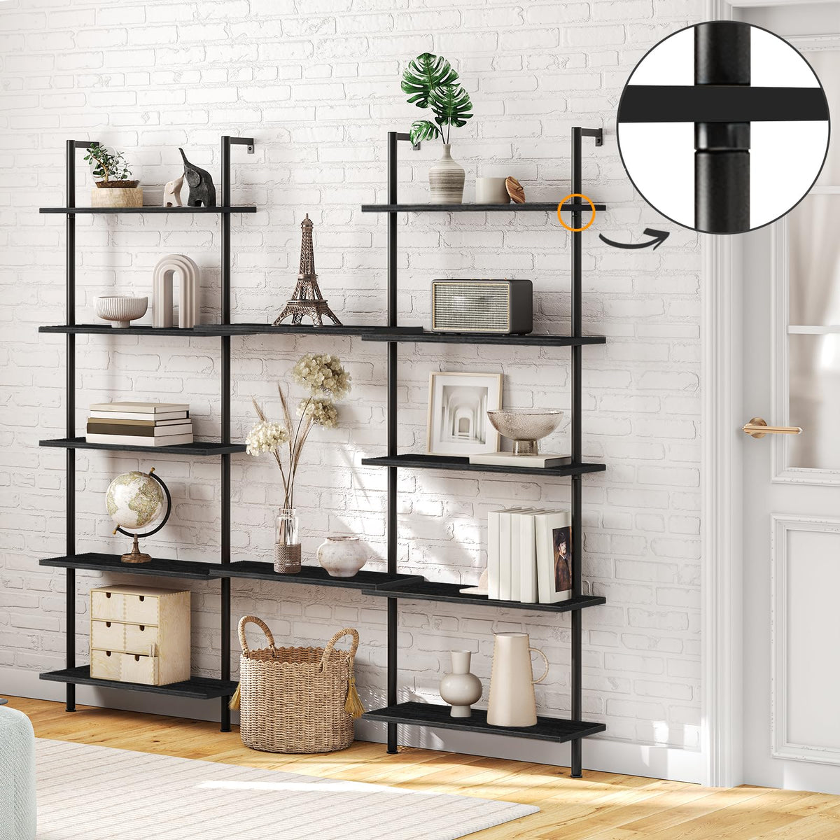 6-Tier Wall Mounted Wooden Ladder Shelf Y955