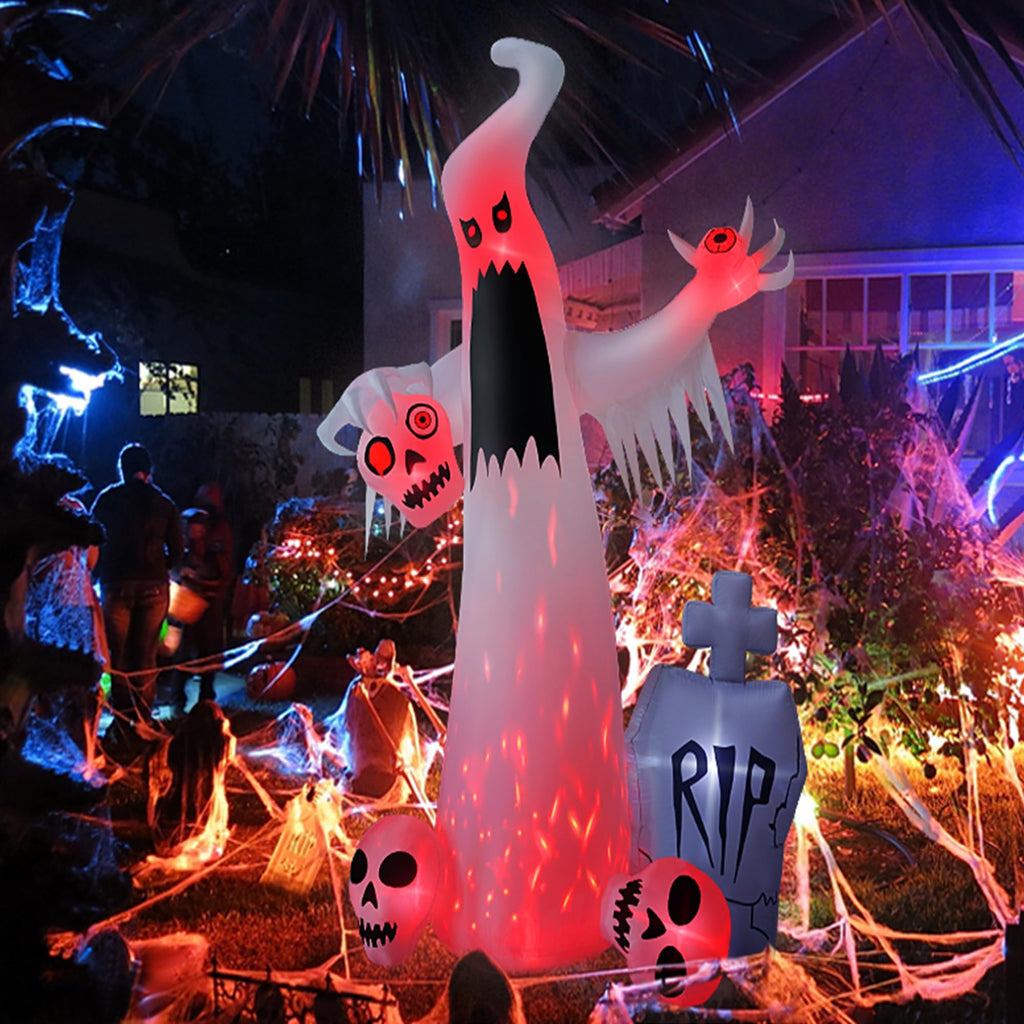 12 FT Halloween Inflatables Ghost with 3 Skulls C9318
