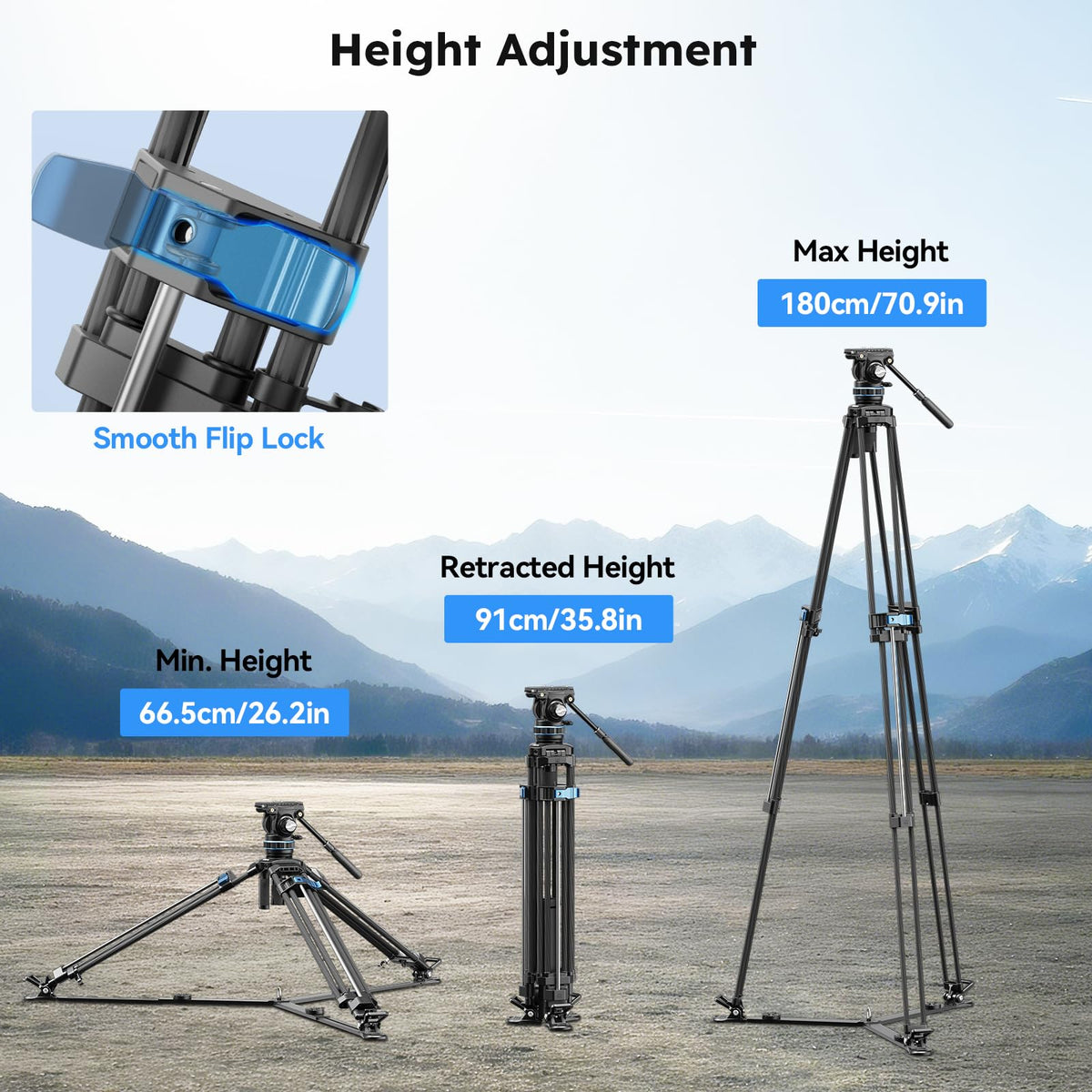 Carbon Fiber Video Tripod with Fluid Head O125
