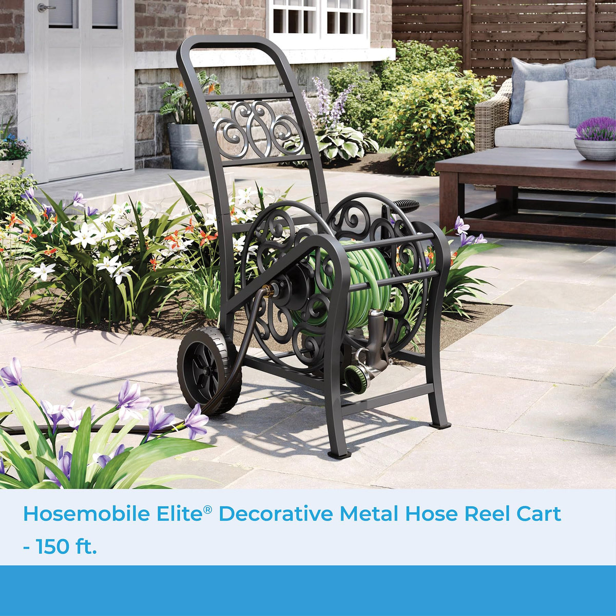 Metal 150' Hose Cart with Flat-Free Wheels K868609