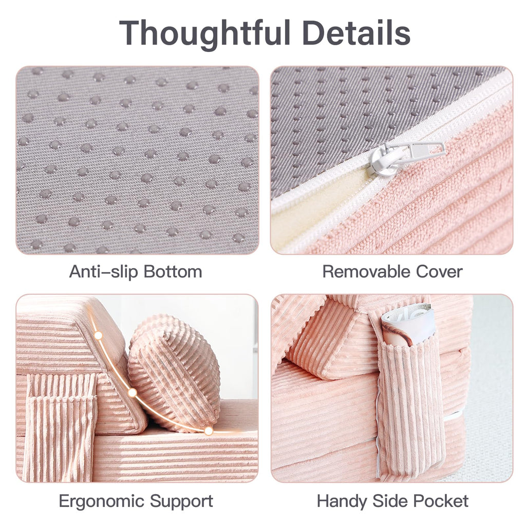 Pink Convertible Folding Sofa I6562