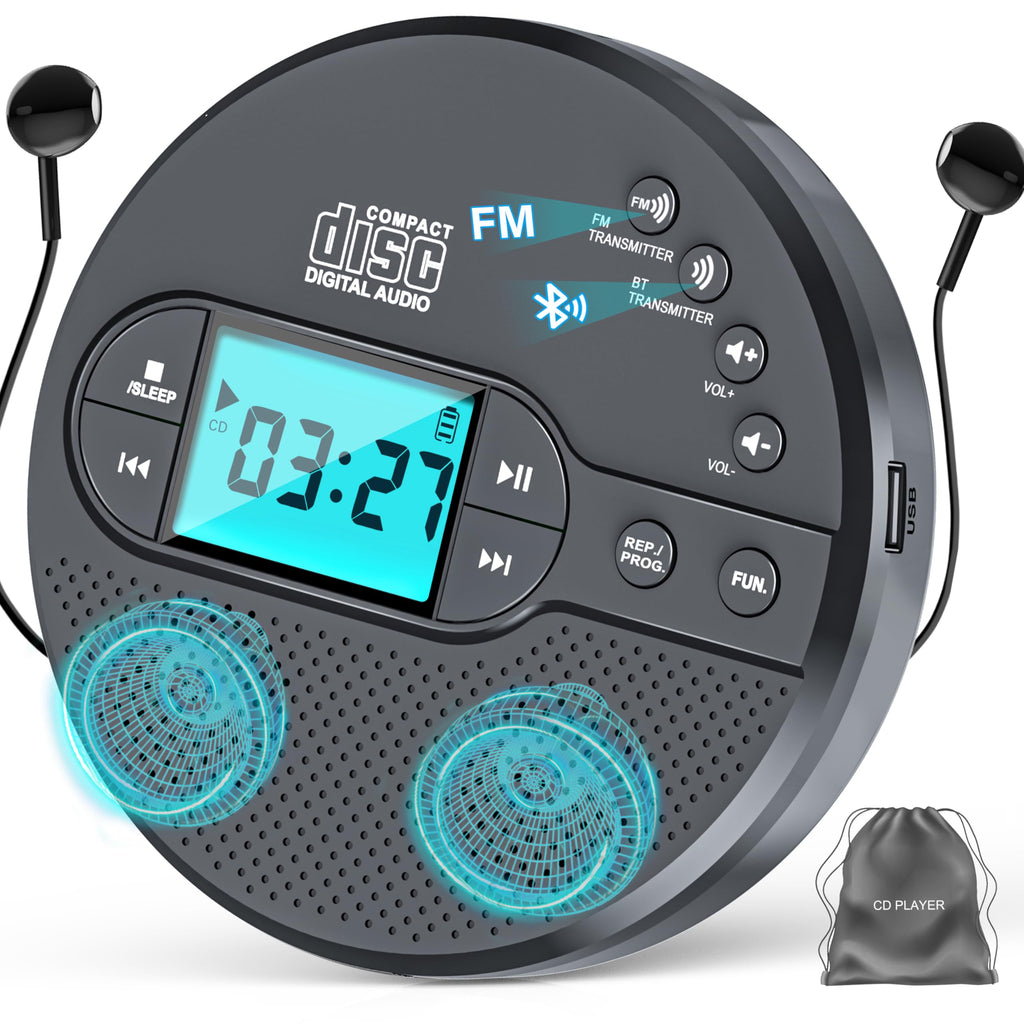 Portable CD Player with Bluetooth USB AUX FM I25788