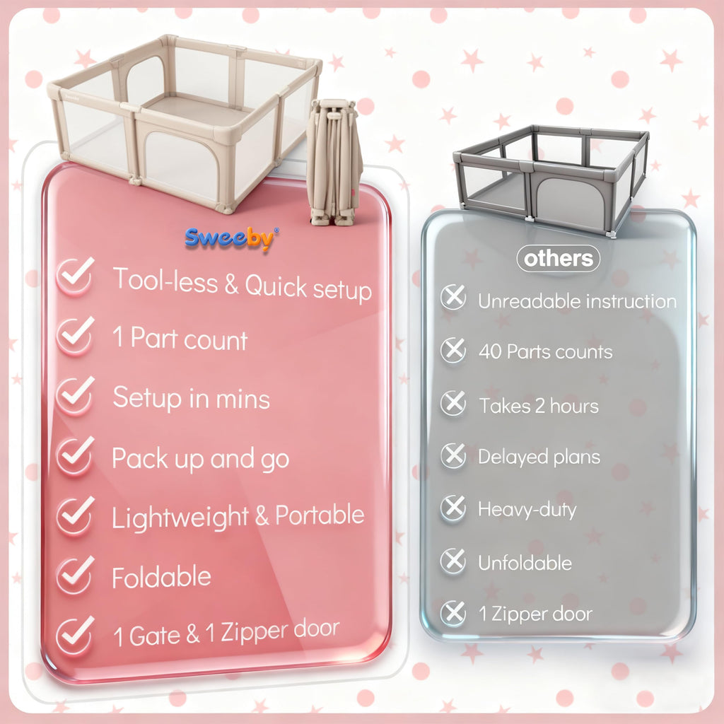 Light Khaki Foldable Baby Playpen Z78652