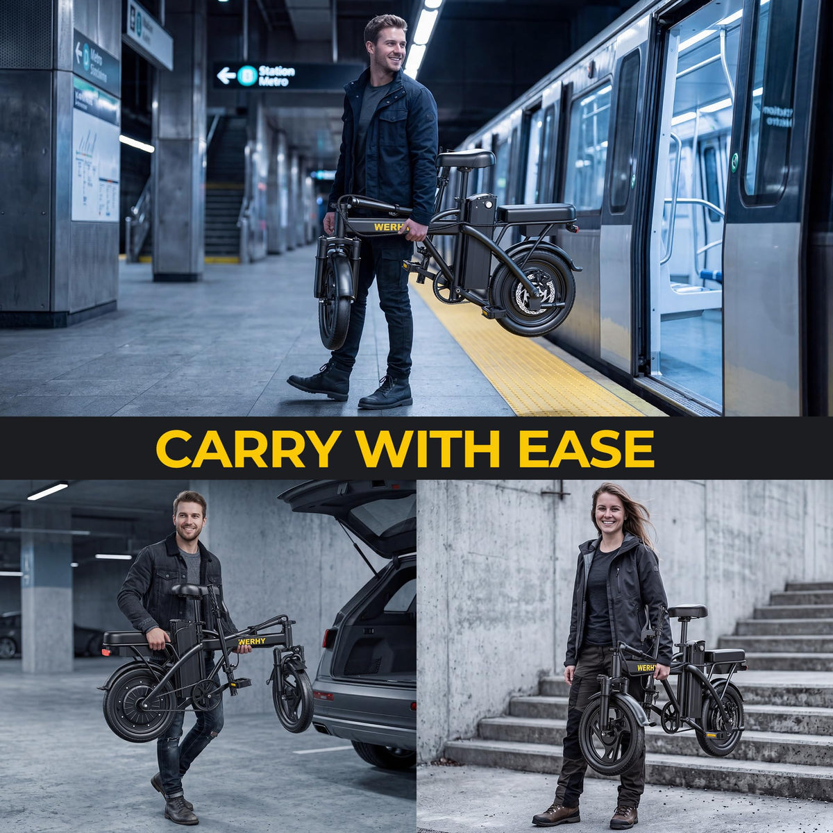 Electric Bike for Adults 750W Peak Motor 20 MPH Folding Ebike 14" X264637