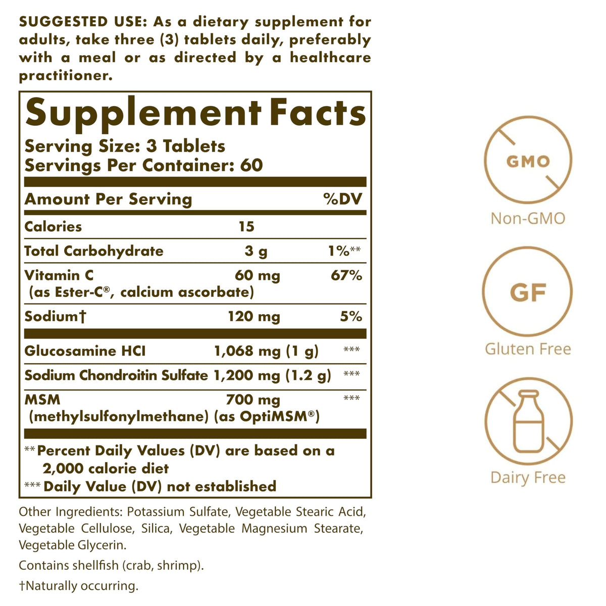 180 Tablets Glucosamine Chondroitin MSM D3311
