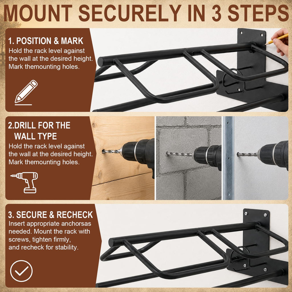 Wall Mounted Saddle Rack Set of 2, 120-lb Capacity Heavy Duty Iron Saddle Stand O677
