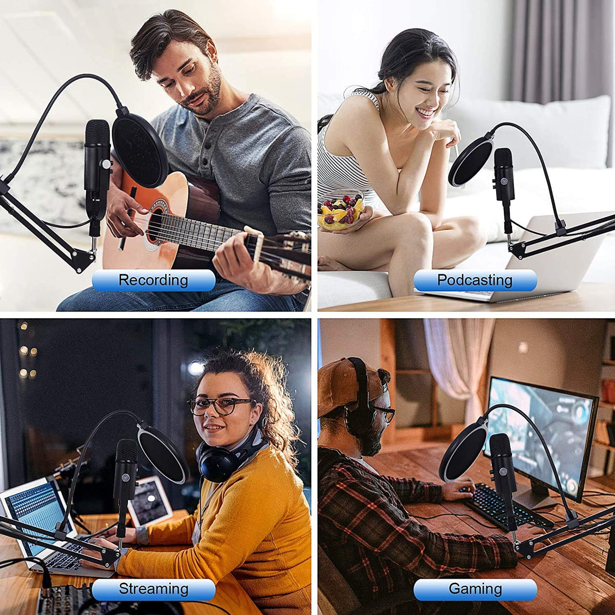 USB Condenser Microphone Kit with Boom Arm R124