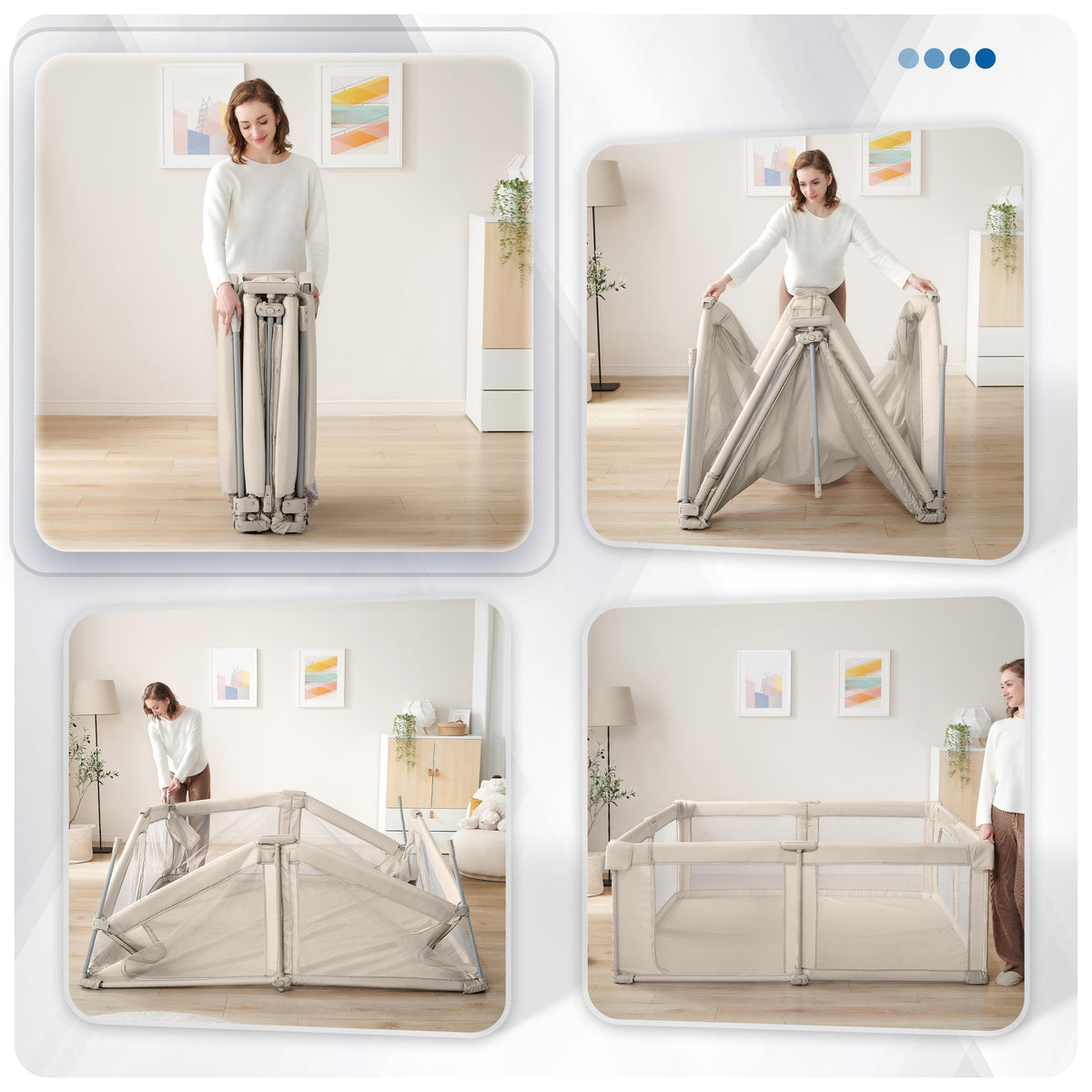 Light Khaki Foldable Baby Playpen Z78652