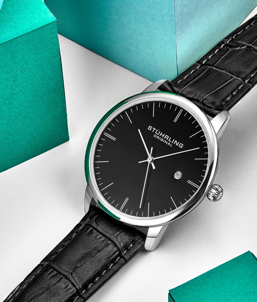 Men's 40mm Ultra Slim Leather Strap Quartz Analog Dress Watch T2890