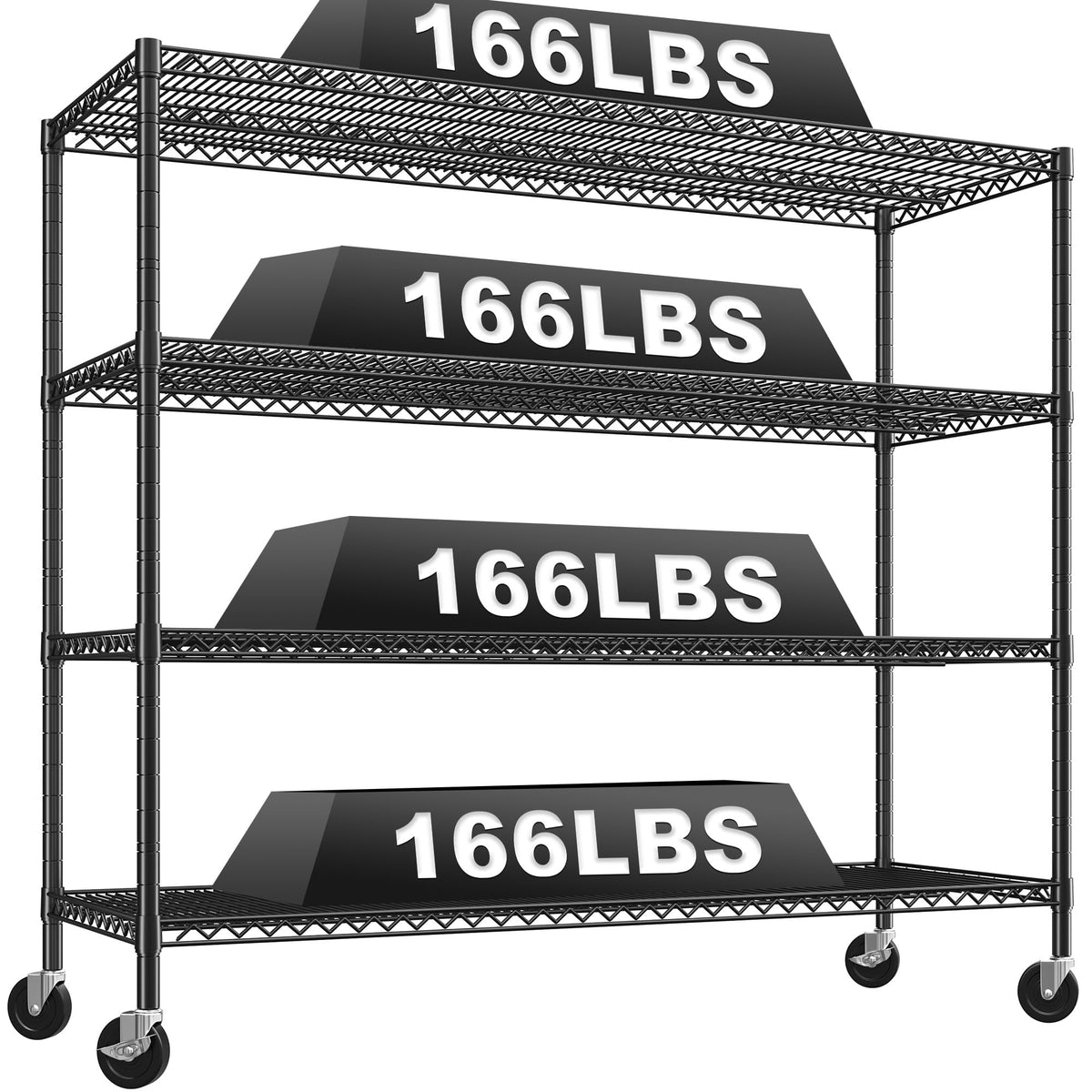 4-Tier Heavy Duty Metal Shelving Unit with Wheels O9674