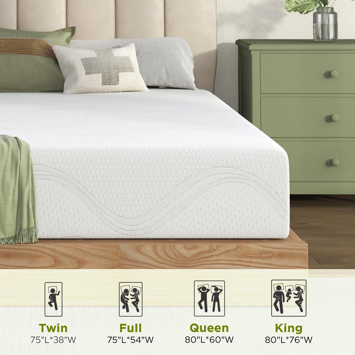 6 Inch Green Tea Gel Memory Foam Mattress B8427