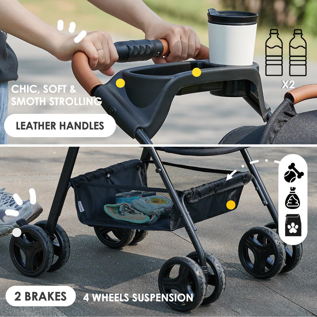 3 in 1 Folding Dog Stroller with Removable Carrier Y55257